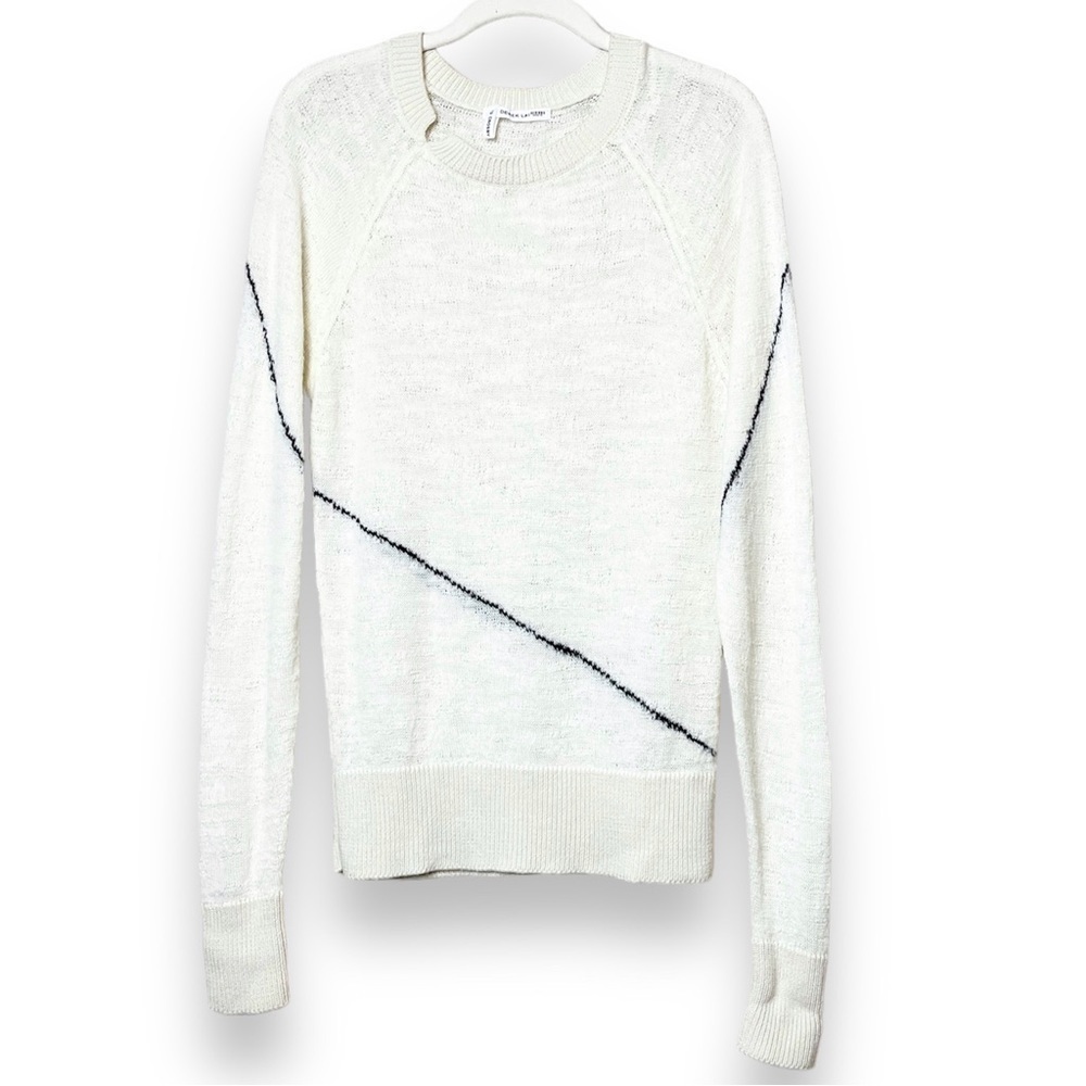Derek Lam 10 Crosby‎ Asymmetric Stripe Sweater neutral black lines minimalist